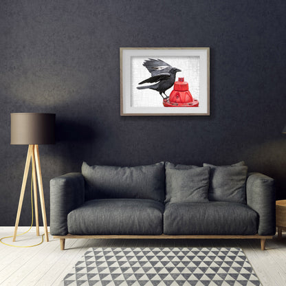 WHITE FEATHER CROW - Fine Art Print, Crow Portrait Series