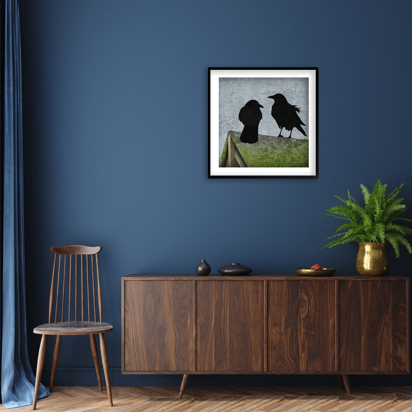 ROOF COUPLE - Fine Art Print, Blue Crow Series