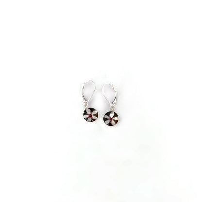 BLOSSOM- Tiny Round Earrings, Silver and Resin