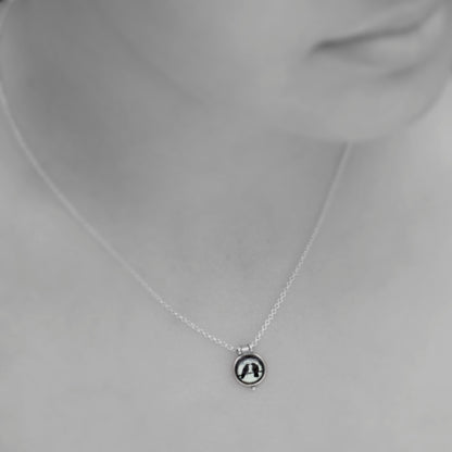 CROW COUPLE - Miniature Pendant, Silver and Resin