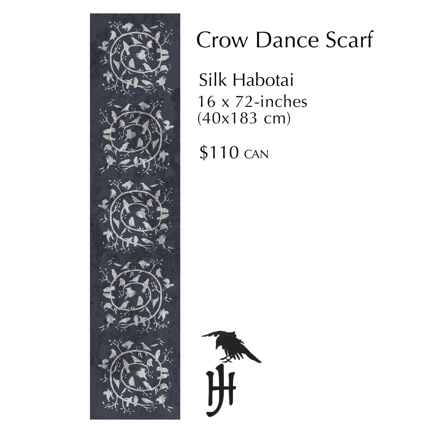 CROW DANCE NO LOGO VERSION - Long Silk Scarf