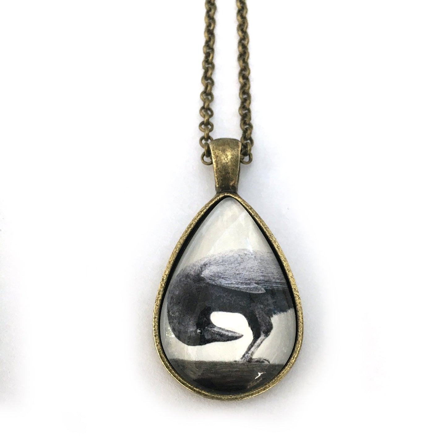 DOWNWARD CROW Teardrop-Shaped Glass Pendant