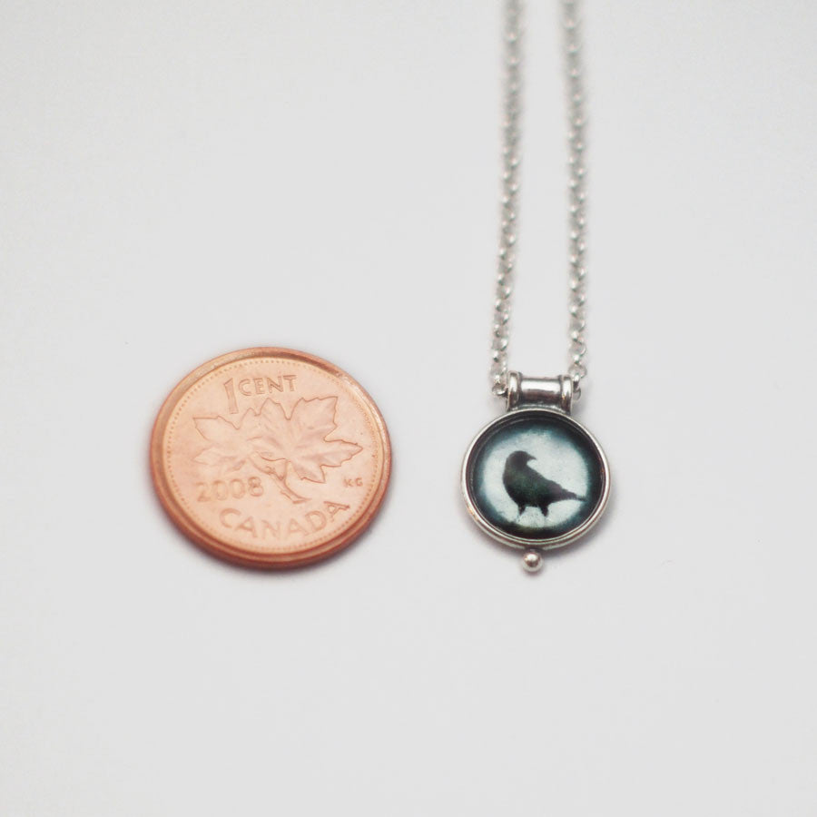 STELLER'S JAY FEATHERS - Miniature Pendant, Silver and Resin