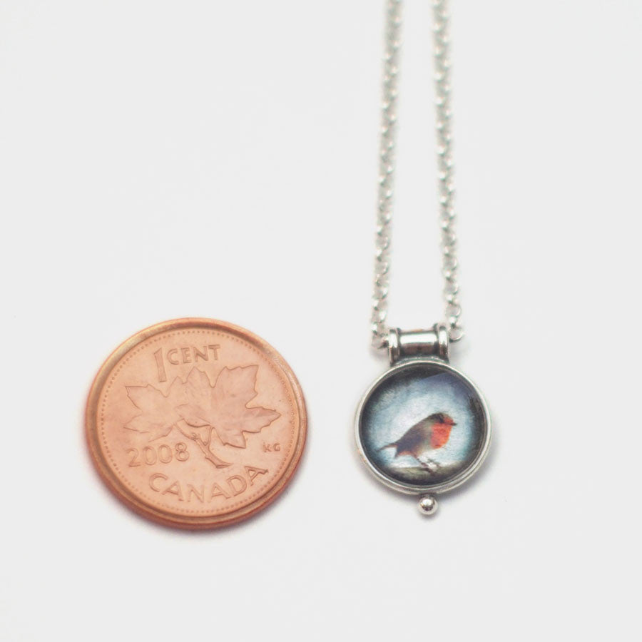 ENGLISH ROBIN - Miniature Pendant, Nature Jewelry