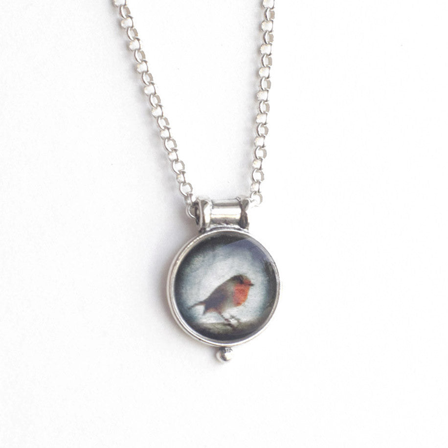 ENGLISH ROBIN - Miniature Pendant, Nature Jewelry