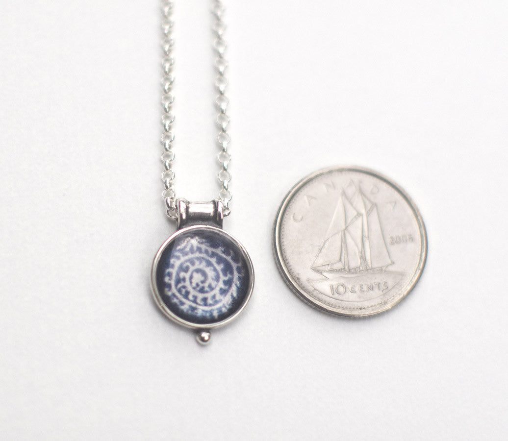 CROW SHADOW - Miniature Pendant, Silver and Resin