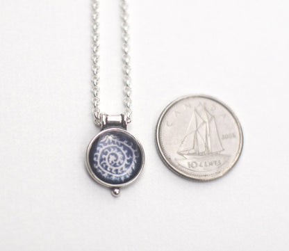 CROW SHADOW - Miniature Pendant, Silver and Resin