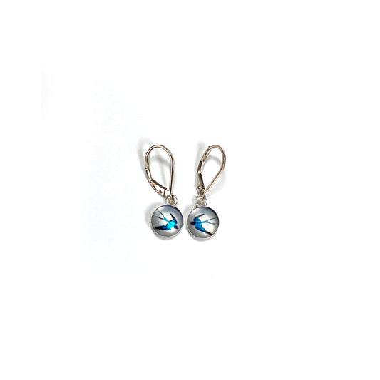 SWIFT - Tiny Round Earrings, Silver and Resin
